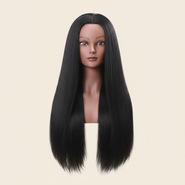 76cm Straight Hair Hairdressing Synthetic Training Mannequins Head For Makeup Hair braiding Practice Salon Head Styling Tool