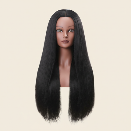 76cm Straight Hair Hairdressing Synthetic Training Mannequins Head For Makeup Hair braiding Practice Salon Head Styling Tool