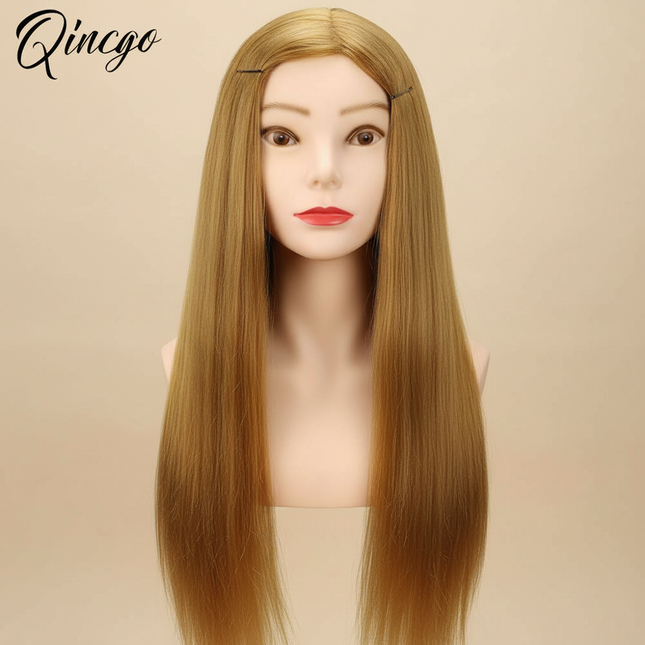 85% Real Hair Training Mannequin Head With Brown Hair For Barber Hairdressing Practice Doll Head With Stand Tripod For Hairstyle
