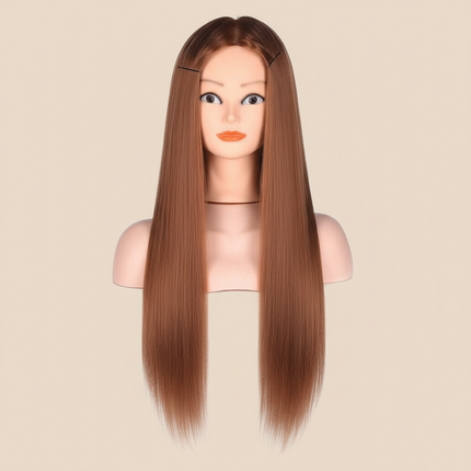 Mannequin Head 100% Synthetic Hair Hairdresser Training Head  Manikin Cosmetology Doll Head For Braiding Styling