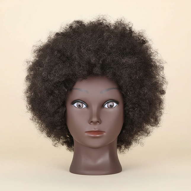 Afro Mannequin Heads With 100%Real Hair With Adjustable Tripod Hairdressing Dolls Training Head For Practice Styling Braiding