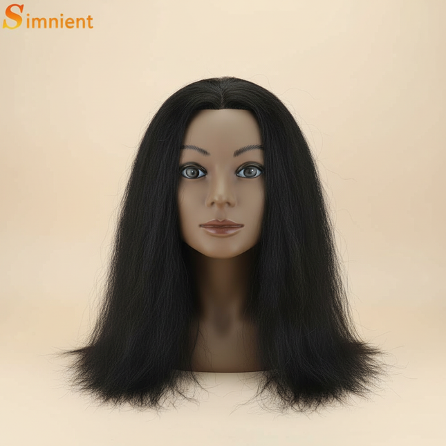 African Mannequin Head 100%Real Hair Hairdresser Training Head With Tripod  Manikin Cosmetology Doll Head For Braiding Styling
