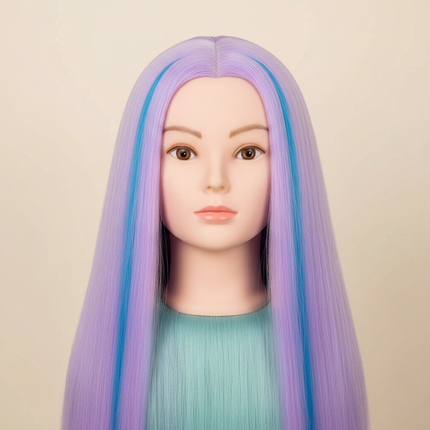 76cm Straight Hair Hairdressing Synthetic Training Mannequins Head For Makeup Hair braiding Practice Salon Head Styling Tool