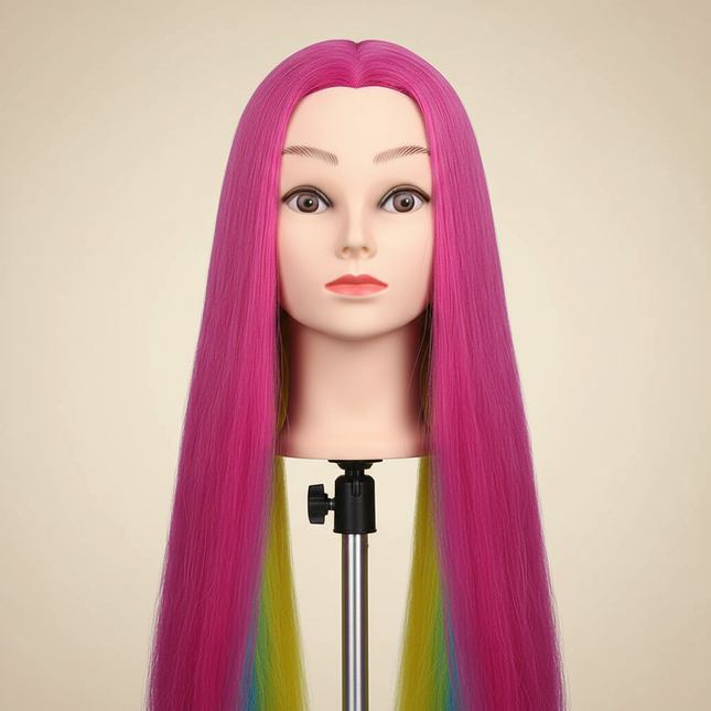 long Synthetic hair Mannequin Head With Adjustable Wig Tripod Stand Holder Model With Manikin Head Styling Hairdresser Training