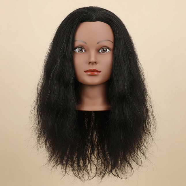 Mannequin Head With Human Hair And Wig Stand Tripod For Beauty School Braiding Practice Hairdresser Training Manikin Head Tripod