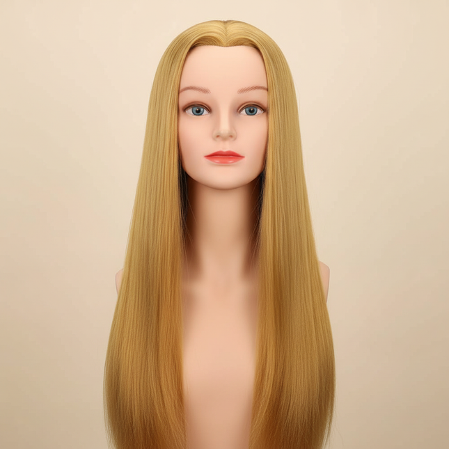 New Mannequin Head With Synthetic Hair 24'' Styling Makeup Training Head Manikin Cosmetology Hairdressing Dolls Head With Stand