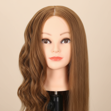 100% Real Human Hair Mannequin Head 22-24” Cosmetology Doll Head to Practice Hairstyles Manikin Head And Individual Tripod Stand
