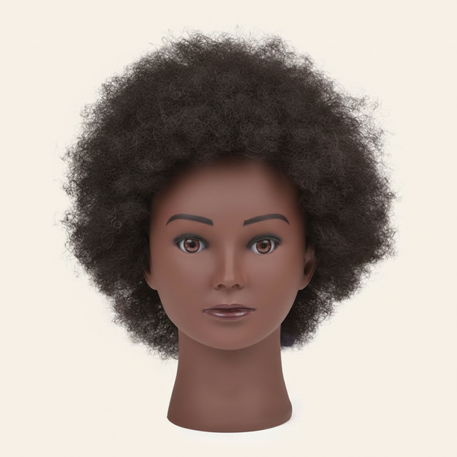Afro Mannequin Head 8inches 100% Human Hair Traininghead Styling Head Braid Hair Dolls Head for Practicing Cornrows and Braids