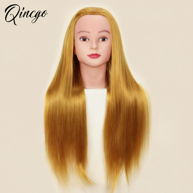 New Mannequin Head With Synthetic Hair 24'' Styling Makeup Training Head Manikin Cosmetology Hairdressing Dolls Head With Stand