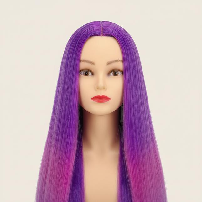 Hairdressing Doll Mannequin Head With Long Synthetic Fiber Hair 70Cm For Hairstyles Colorful Brading Dummy Doll Training Head