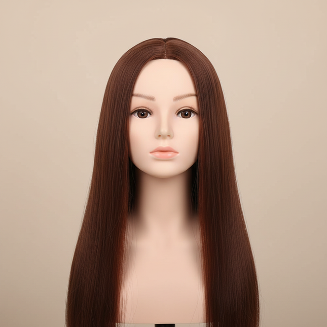 Mannequin Wig Head With Synthetic Hair With Adjustable Wig Stand Holder Manikin Head Styling Hairdresser Training Head Doll Head