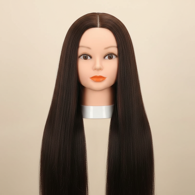 Premium Mannequin Head With Long Straight Hair 80% Human Hair & Wig Stand For Hairdresser Practice Training + DIY Hair Styling B