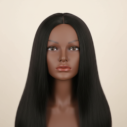 Mannequin Head With 100% Human Hair Yaki Hair Cosmetology Doll Head With Adjustable Stand For Practice Braiding Styling Training