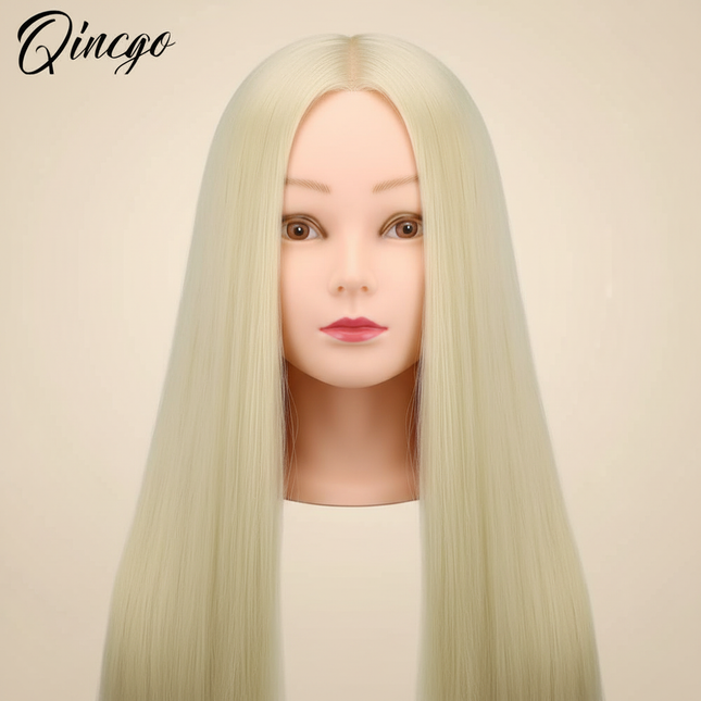 New Mannequin Head With Synthetic Hair 24'' Styling Makeup Training Head Manikin Cosmetology Hairdressing Dolls Head With Stand