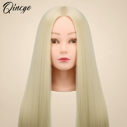 New Mannequin Head With Synthetic Hair 24'' Styling Makeup Training Head Manikin Cosmetology Hairdressing Dolls Head With Stand