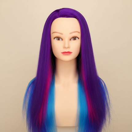 Hairdressing Doll Mannequin Head With Long Synthetic Fiber Hair 70Cm For Hairstyles Colorful Brading Dummy Doll Training Head