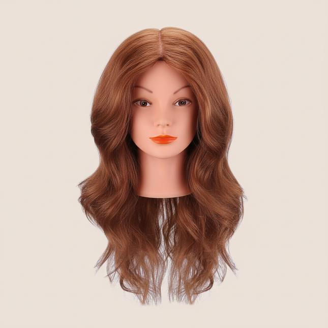 18" Mannequin Head 90% Real Hair Cosmetology Manikin Head Hairs Styling Hairdressing Practice Training Doll Heads with Holder