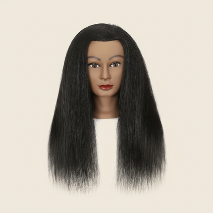 African Mannequin Head 100%Real Hair Hairdresser Training Head With Tripod Manikin Cosmetology Doll Head For Braiding Styling