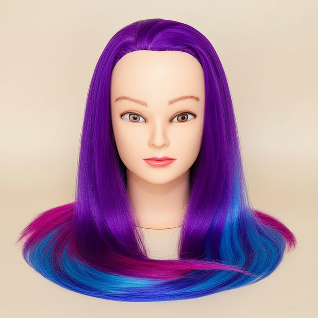Hairdressing Doll Mannequin Head With Long Synthetic Fiber Hair 70Cm For Hairstyles Colorful Brading Dummy Doll Training Head