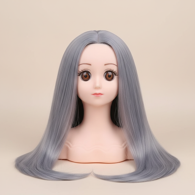 Realistic Female Doll Head Height 19Cm Small Mannequin Head With Makeup For Beginners To Practice Hair Styling With Wig Stand