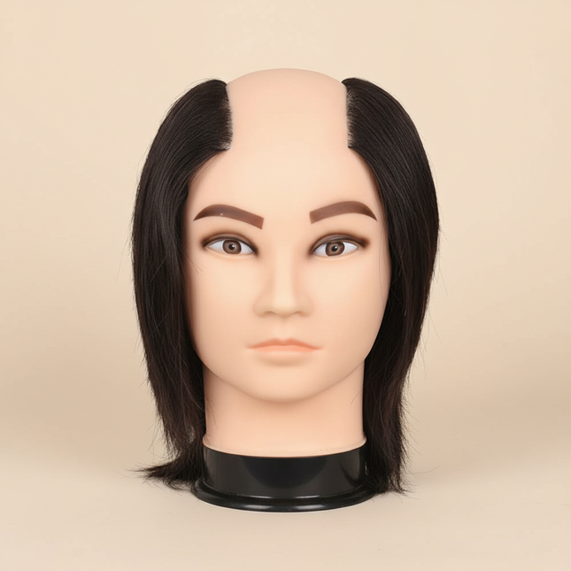 100% Human Hair Male Mannequin Head With Hair Beard Practice Manikin Hairdresser Cosmetology Training Doll Head For Hair Styling