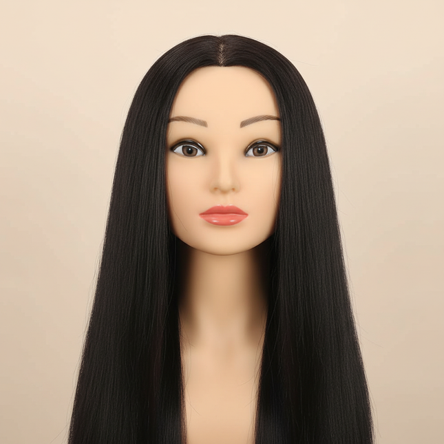 26 inch Long Mannequin Head with 85%Real Human Hair,Training Head with Hair, Doll Head for Hair Styling,Cosmetology Manikin Head
