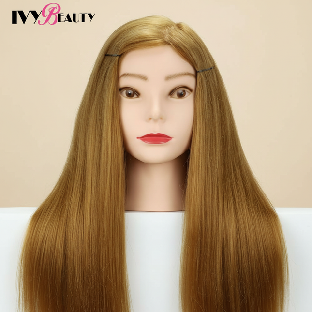 65Cm Hairdressing Mannequin Head With 80% Human Hair Cosmetology Make-Up Practice Training Doll Heads With Clamp Holder And Tool