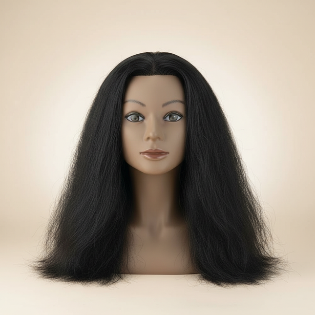 18 Inch Headdoll Mannequin Head 100% Real Human Hair for Cosmetology Manikin Doll Head Hairdresser Hairstylist Training Practice