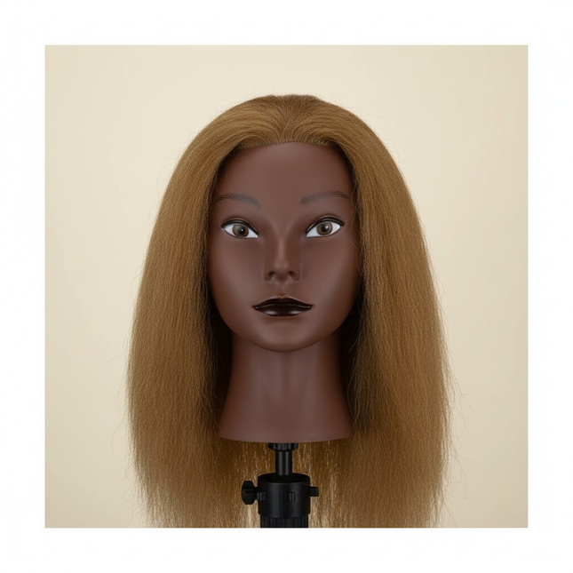 100% Real Hair Mannequin Head With Clamp Stand Fluffy Yaki Hair Mannequin Head Training Doll For Hairstylist Practice Styling