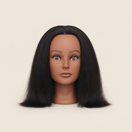 14" 100% Human Hair Mannequin Head for Braiding Practice, Hair Cutting Styling & Training for Stylists