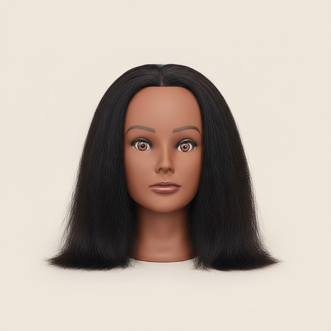 14" 100% Human Hair Mannequin Head for Braiding Practice, Hair Cutting Styling & Training for Stylists