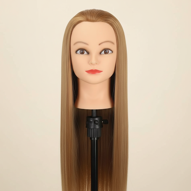 Long Synthetic Fiber Hair Mannequin Head With Free Clamp Stand Hairdresser Training Manikin Cosmetology Doll Head For DIY Braid