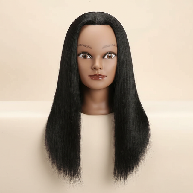 100% Real Hair Mannequin Head With Table Clamp Stand Yaki Hair Cosmetology Doll Head For Hairdresser Practice Braiding Training