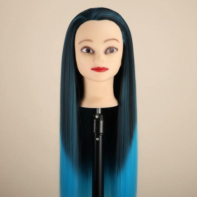 Cosmetology Mannequin Doll Head With Rainbow Color Hair For Braiding Hair Styling Training Hairart Hairdressing Salon Display