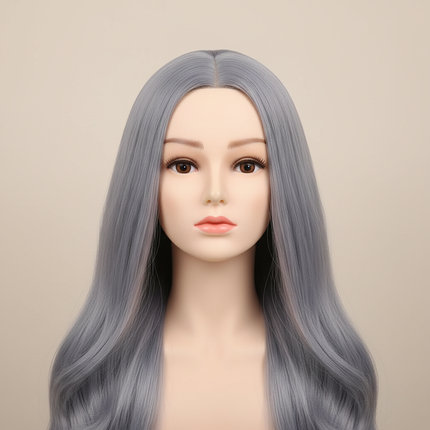 Female Mannequin Head With Synthetic Hair with Adjustable Wig Stand For Manikin Real doll Head Styling Hairdresser Training Head