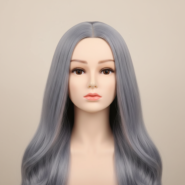 Female Mannequin Head With Synthetic Hair with Adjustable Wig Stand For Manikin Real doll Head Styling Hairdresser Training Head