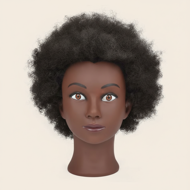 Afro Mannequin Head 8inches 100% Human Hair Traininghead Styling Head Braid Hair Dolls Head for Practicing Cornrows and Braids