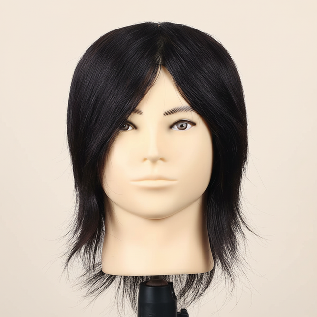 Mannequin Head with 100% Real Human Hair Hairdresser Practice Cosmetology Styling Training Doll Head with Table Stand Clamp