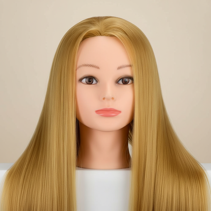 Mannequin Head 100% Synthetic Hair Hairdresser Training Head With Tripod Manikin Cosmetology Doll Head For Braiding Styling