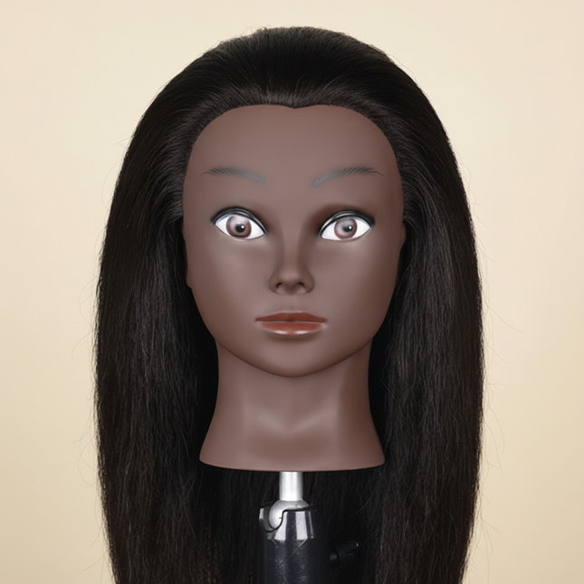 Afro Mannequin Heads With 100% Real Hair With Adjustable Tripod Hairdressing Dolls Training Head For Practice Styling Braiding