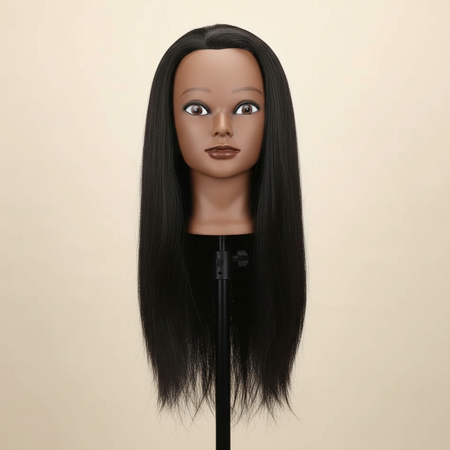 100% Real Hair Mannequin Head With Table Clamp Stand Yaki Hair Cosmetology Doll Head For Hairdresser Practice Braiding Training