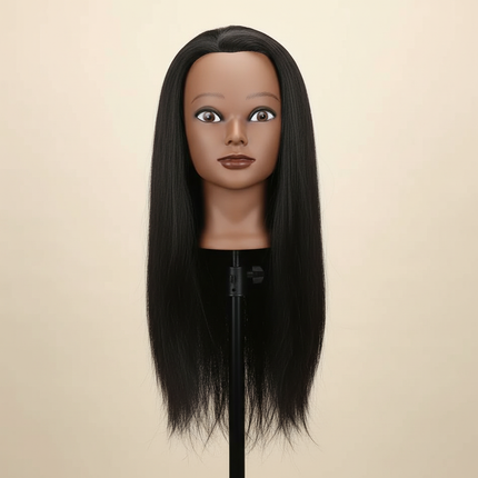 100% Real Hair Mannequin Head With Table Clamp Stand Yaki Hair Cosmetology Doll Head For Hairdresser Practice Braiding Training
