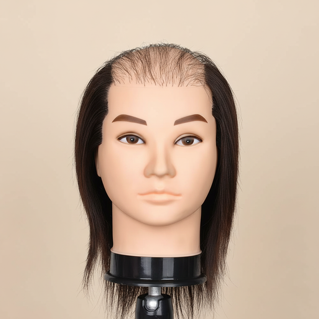 100% Human Hair Male Mannequin Head With Hair Beard Practice Manikin Hairdresser Cosmetology Training Doll Head For Hair Styling