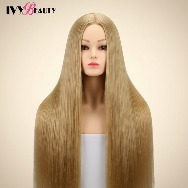 75-80cm Synthetic Hair Mannequin Dolls Head For Hair Training Styling Female Hairdressing Mannequin Head With Hair Braiding Prac