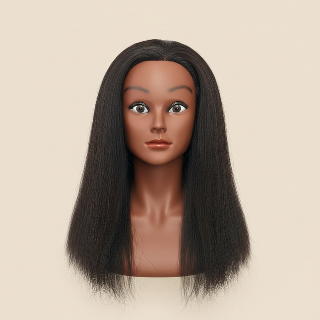 16" Cosmetology Mannequin Head with 100% Human Hair DollHead for Braiding & Styling Practice