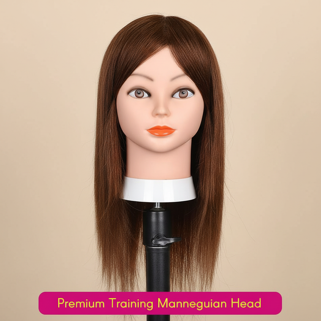 Mannequin Head with Hair 100% Real Human Hair 10-18'' Cosmetology Mannequin Head for Styling Practice on Braiding Manikin Head