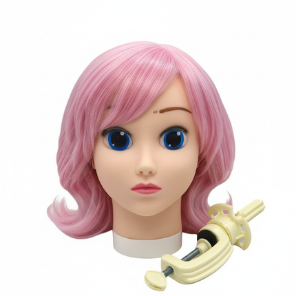 24inch Colorful Mannequin Head Model with Long Synthetic Hair Extensions Brown Training Styling Head Mannequin with stand gift