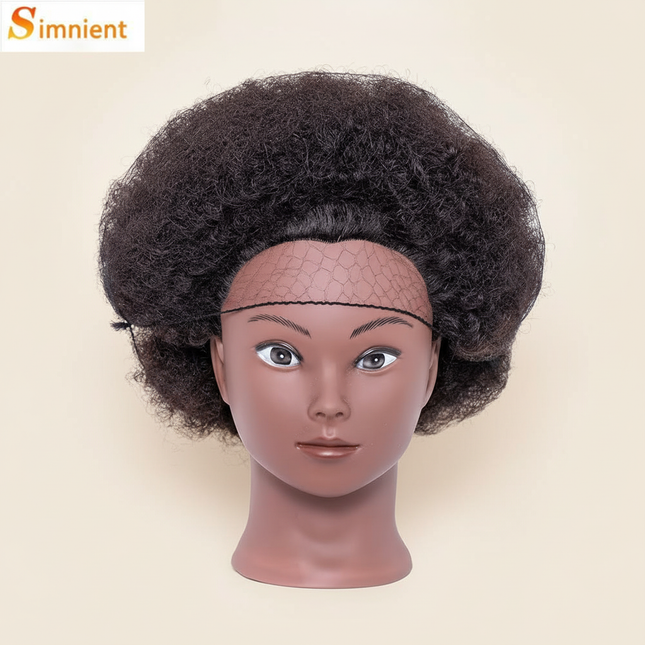 8 inch Afro Mannequin Head 100% Real Hair Traininghead Styling Head Braid Hair Dolls Head for Practicing Cornrows and Braids