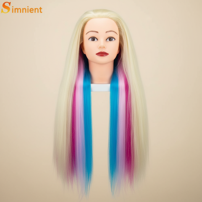 Simnient 70cm Colourful Synthetic Hair For Dolls Tress Mannequin Head For Hairstyles Hairdressing Braiding Training Dummy Doll
