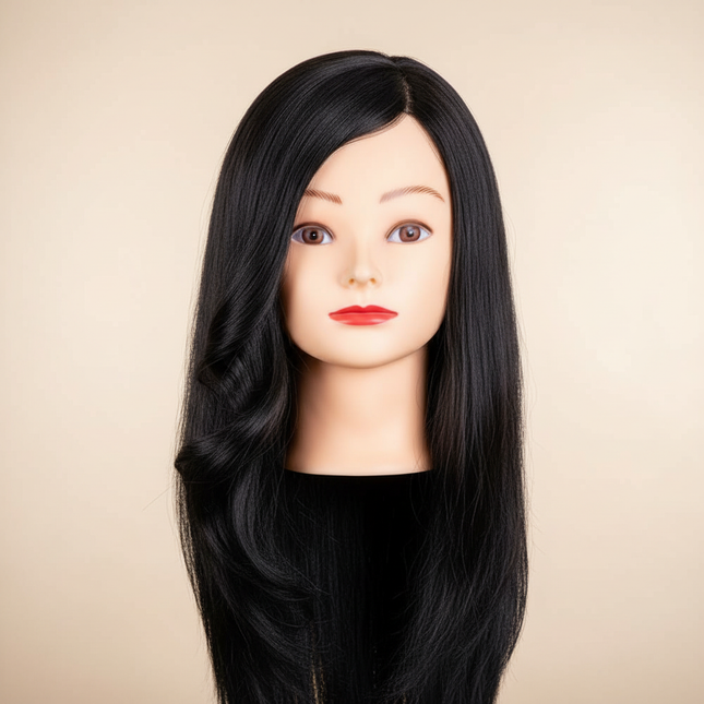 Professional Hairdresser Mannequin Head 18inch 100% Human Hair Styling Training Head Cosmetology Manikin Doll Head Clamp Stand